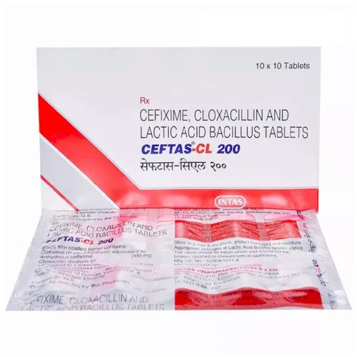 200 mg CEFTAS-CL 200 CEFIXIME CLOXACILLIN AND LACTIC ACID BACILLUS TABLETS - Available in India