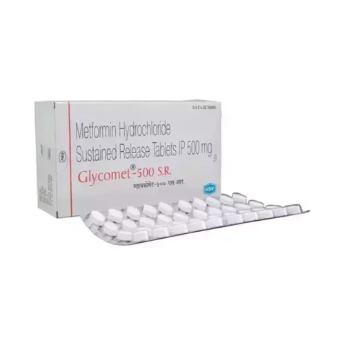 500 mg Glycomet-500 S.R. Metformin Hydrochloride Sustained Release IP Tablets - Available in India