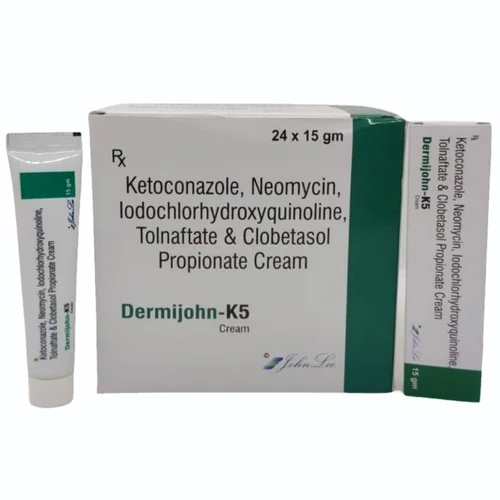 Dermijohn-K5 Ketoconazole, Neomycin, lodochlorhydroxyquinoline, Tolnaftate Cream - Available in India