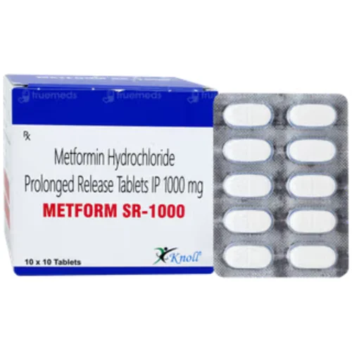 1000 mg METFORM SR-1000 Metformin Hydrochloride Prolonged Release IP Tablets - Available in India