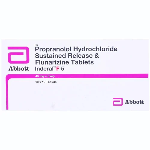 5 mg Inderal F 5 Propranolol Hydrochloride Sustained Release & Flunarizine Tablets - Available in India