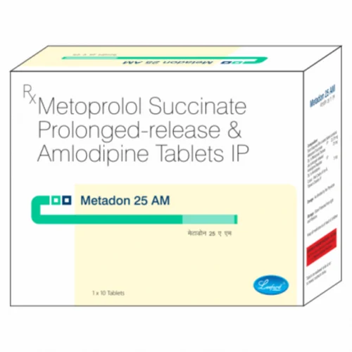 25 mg Metadon 25 AM Metoprolol Succinate Prolonged-release & Amlodipine IP Tablets - Available in India